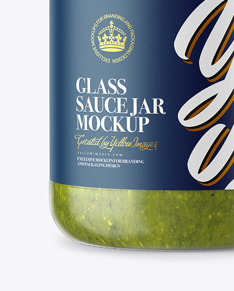 Glass Jar with Pesto Sauce Mockup PSD #1
