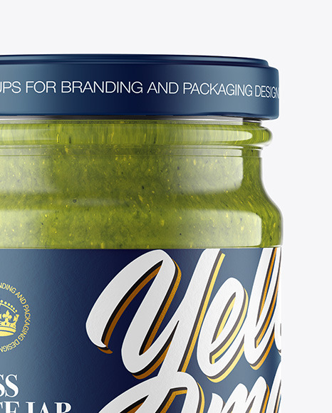 Glass Jar with Pesto Sauce Mockup PSD #7