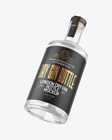 Clear Glass Gin Bottle Mockup