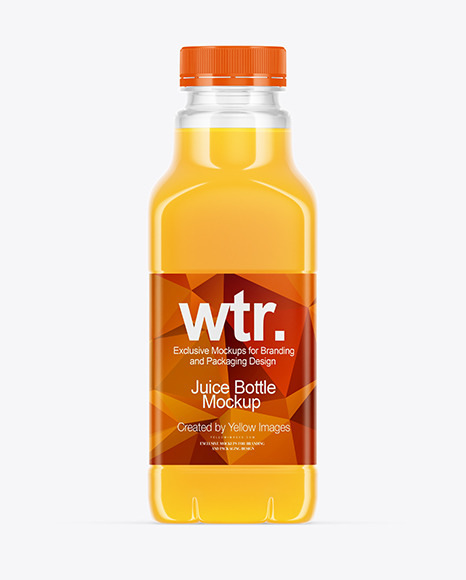 Clear Plastic Orange Juice Bottle Mockup