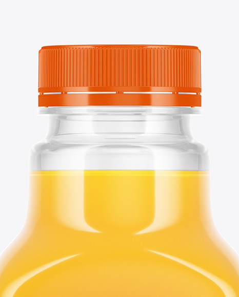 Clear Plastic Orange Juice Bottle Mockup PSD #1