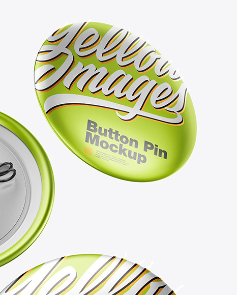 Three Metallic Button Pins Mockup PSD #1