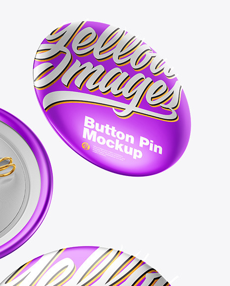 Three Metallic Button Pins Mockup PSD #5