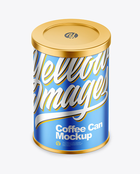 Coffee Tin Can with Matte Metallic Finish Mockup PSD #2