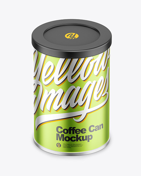 Coffee Tin Can with Matte Metallic Finish Mockup