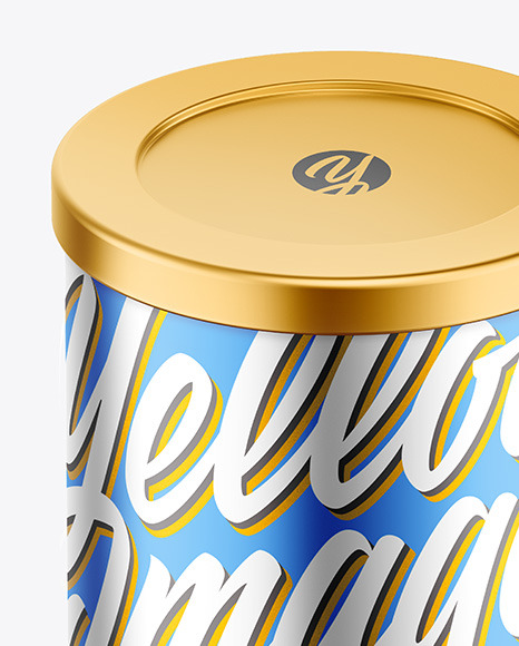 Coffee Tin Can with Matte Metallic Finish Mockup PSD #1