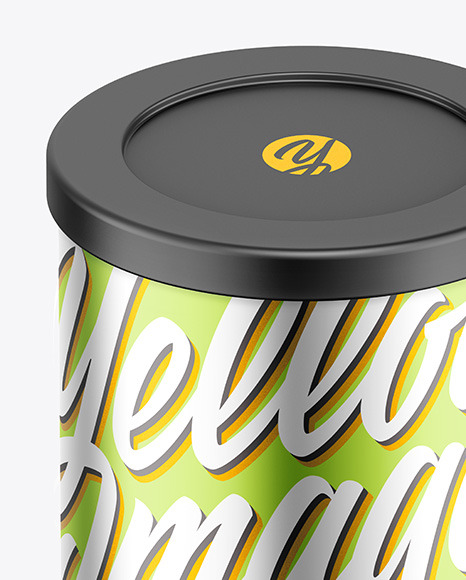 Coffee Tin Can with Matte Metallic Finish Mockup PSD #7