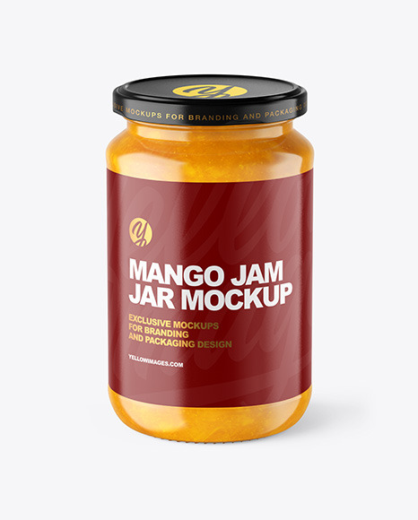 Clear Glass Jar with Mango jam Mockup PSD #2