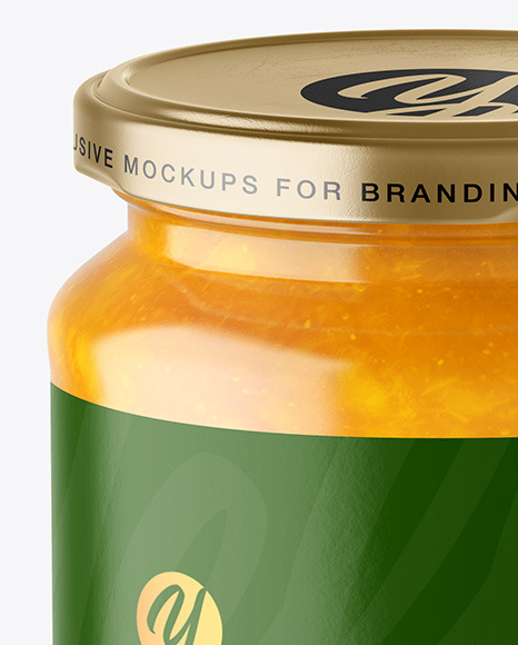 Clear Glass Jar with Mango jam Mockup PSD #1