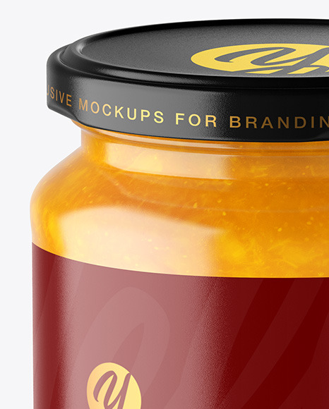 Clear Glass Jar with Mango jam Mockup PSD #6