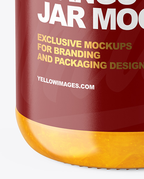 Clear Glass Jar with Mango jam Mockup PSD #7