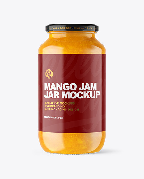 Clear Glass Jar with Mango jam Mockup PSD #2