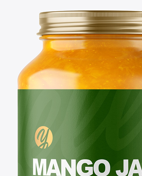 Clear Glass Jar with Mango jam Mockup PSD #1