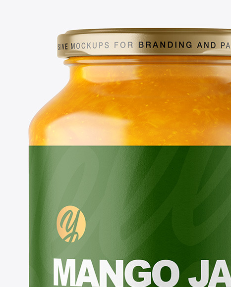 Clear Glass Jar with Mango jam Mockup PSD #7