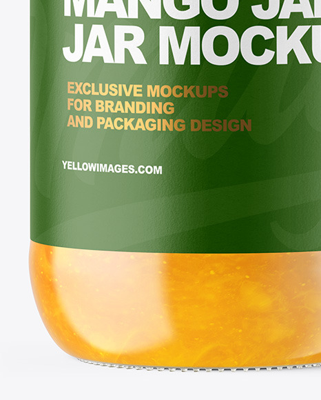 Clear Glass Jar with Mango jam Mockup PSD #5