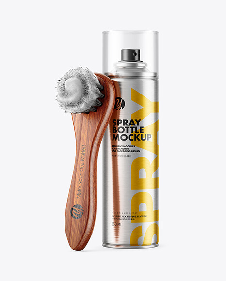 Spray Bottle with  Shoe Brush Mockup