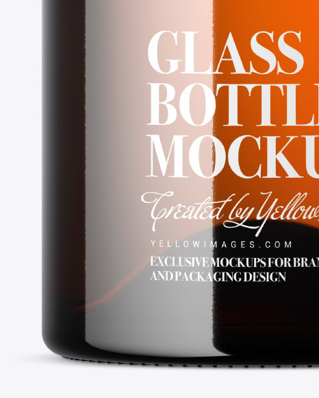 Amber Glass Bottle with Wooden Cap Mockup PSD #7