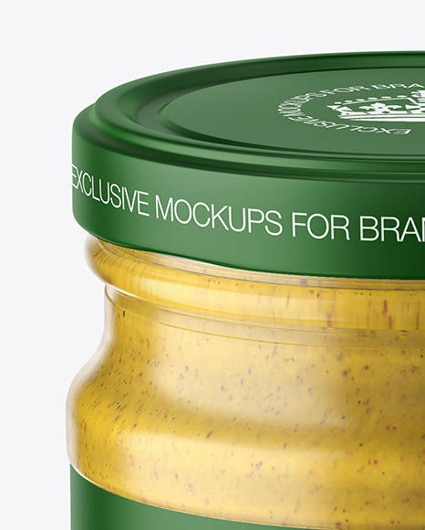 Glass Jar with Mustard Sauce Mockup PSD #2