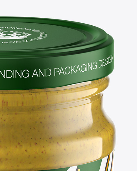 Glass Jar with Mustard Sauce Mockup PSD #1