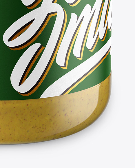 Glass Jar with Mustard Sauce Mockup PSD #7