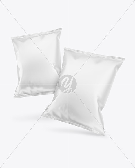 Download Two Matte Snack Packages Mockup In Bag Sack Mockups On Yellow Images Object Mockups