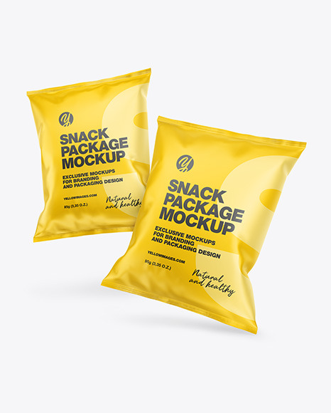 Two Matte Snack Packages Mockup