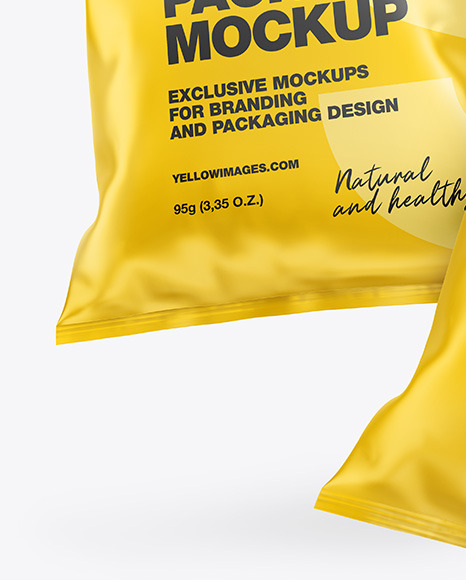 Two Matte Snack Packages Mockup PSD #7