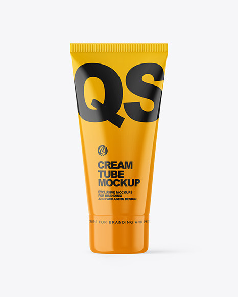 Glossy Cosmetic Tube with Box Mockup PSD #1