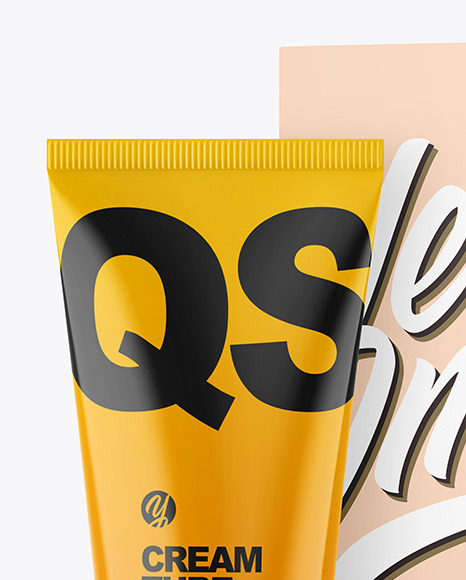 Glossy Cosmetic Tube with Box Mockup PSD #6