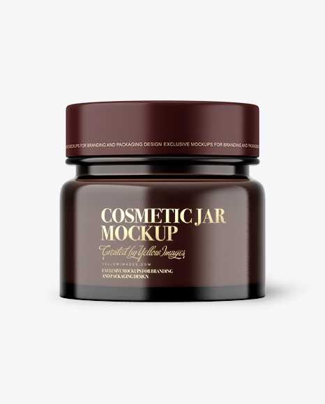 Amber Glass Cosmetic Jar Mockup