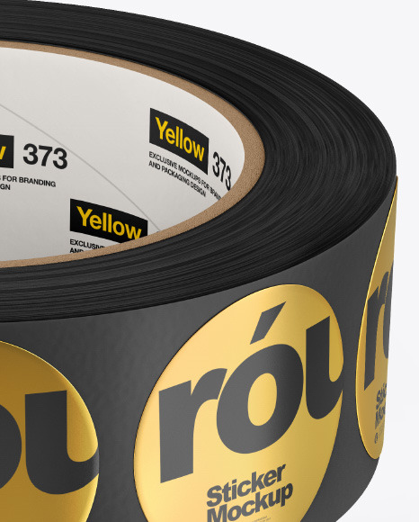 Two Rolls w Round Stickers Mockup PSD #1