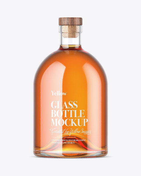 Whiskey Bottle with Wooden Cap Mockup PSD #2