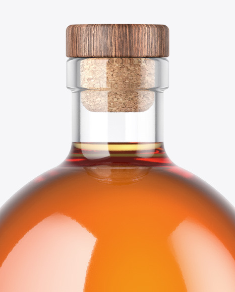 Whiskey Bottle with Wooden Cap Mockup PSD #6
