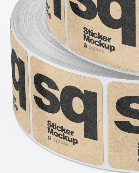 Two Rolls w Square Stickers Mockup PSD #5