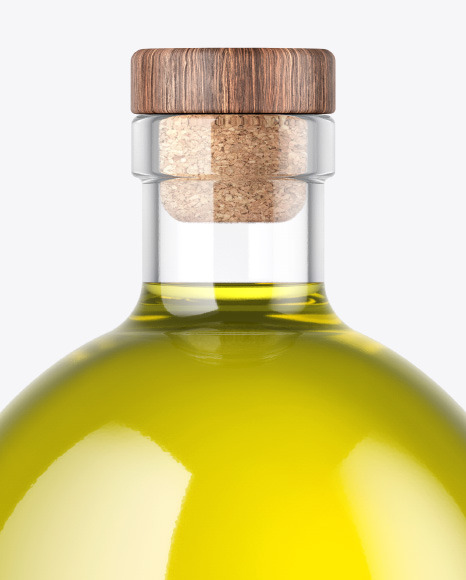 Olive Oil Bottle with Wooden Cap Mockup PSD #6