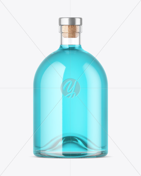 Color Liquid Bottle with Wooden Cap Mockup