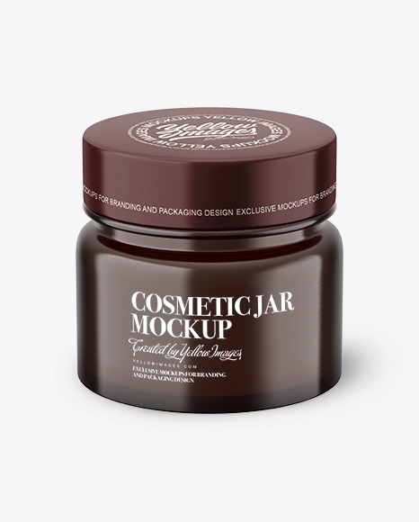 Amber Glass Cosmetic Jar Mockup