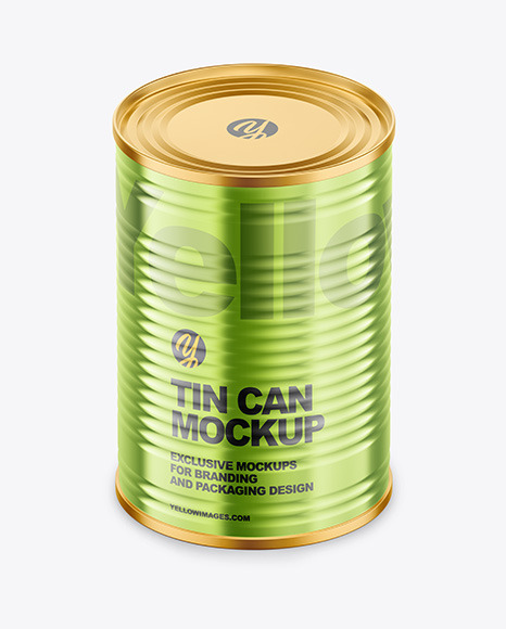 Glossy Metallic Tin Can Mockup PSD #2