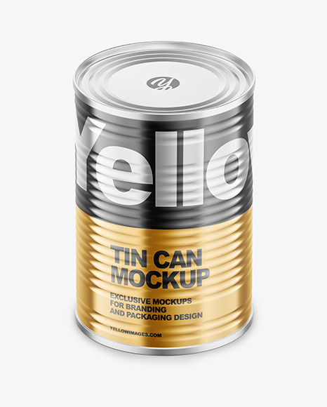 Glossy Metallic Tin Can Mockup