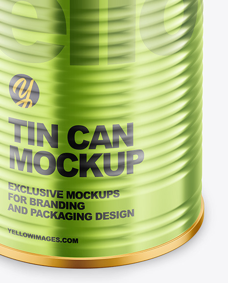 Glossy Metallic Tin Can Mockup PSD #6