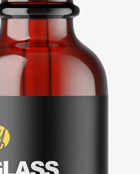Dark Amber Glass Dropper Bottle Mockup PSD #1