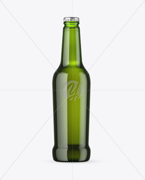 Green Glass Lager Beer Bottle Mockup
