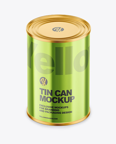 Glossy Metallic Tin Can Mockup PSD #2