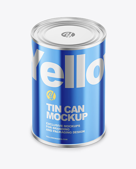 Glossy Metallic Tin Can Mockup