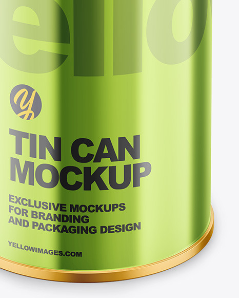 Glossy Metallic Tin Can Mockup PSD #6