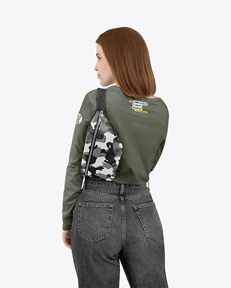 Girl in a Longsleeve Shirt with a Bum Bag Mockup