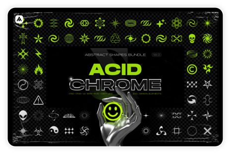 Acid &amp; chrome abstract shapes bundle