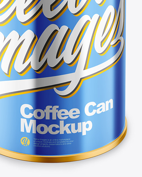 Coffee Tin Can with Glossy Metallic Finish Mockup PSD #7