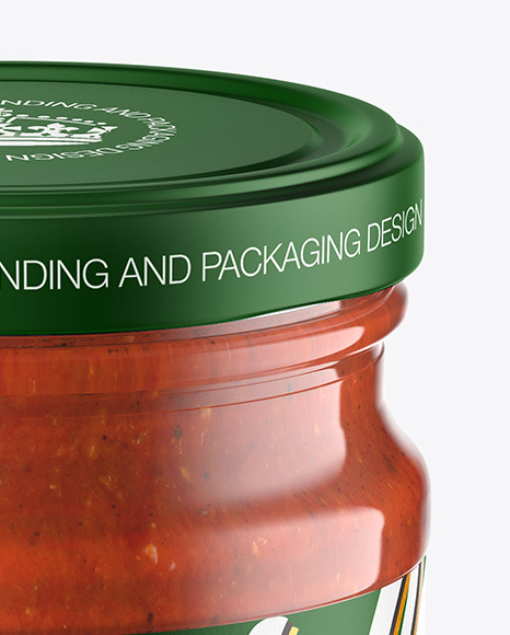 Glass Jar With Tomato Sauce Mockup PSD #1
