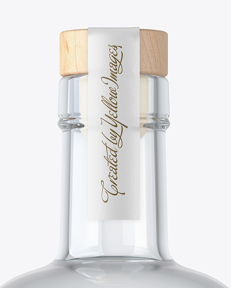 Clear Glass Vodka Bottle with Wooden Cap Mockup PSD #6